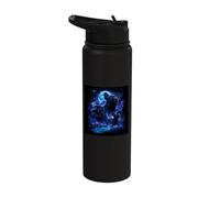 Cute Pug Howling At The Moon 90s Style Moonlight Halloween Stainless Steel Insulated Water Bottle