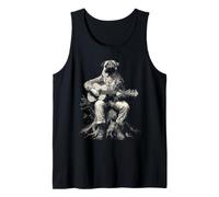 Cute Pug Playing Guitar Folk Music Medieval Dog Guitarist Tank Top