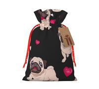 Cute Pug Print Drawstring Gift Reusable Bags Eco-Friendly Pouches Holiday Birthday Favors Sack