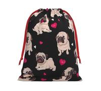 Cute Pug Print Gift Drawstring Bag Holiday Party Favors Birthday Daily Storage Office Home Decor