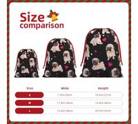 Cute Pug Print Gift Reusable Bag Drawstring Festive Birthday Presents Daily Storage Office Supplies