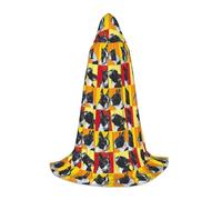Cute Pug Print Hooded Wizard Robe Halloween Cloak Medieval Renaissance Cosplay Christmas Party Outfits