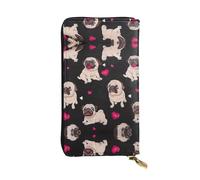 Cute Pug Print Leather Long Clutch Wallet â€“ Fashionable Personalized Wallet, Multiple Card Slots, Gift Ready, Black, One Size