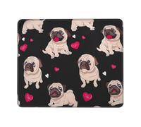 Cute Pug Print Mouse Pad,Square Waterproof Non Slips Rubber Base MousePads for Office PC Laptop