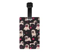 Cute Pug Print Retro PVC Luggage Tag Durable Travel ID Holder for Suitcase Vintage Style Baggage Tag