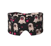 Cute Pug Print Sleep Eye and Ear Muffs Mask - Adjustable Yoga Travel Headband, Keep Warm Shading Comfortable Aid