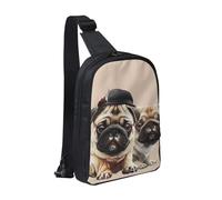 Cute Pug Printed Chest Bag Sling Bag for Men Women, Waterproof Crossbody Backpack Men Bag for Runner Workout Hiking Cycling Travel