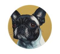 Cute Pug Printed Gaming Mouse Pad 4 PCS, Round Non-Slip Rubber Base Laptop Mousepad Desk Mat for Gamer, Office, Home