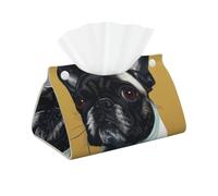 cute Pug Printed Long Tissue Box Cover Leather Modern Tissue Case Tissue Box Holder for Home Office Decor Bathroom Car