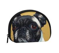 cute Pug Printed Mini Coin Pouch, Shell Shape Zip Around Wallet, Small Zipper Pouch for Cash, Cards, Keys, Lipstick, Storage Pouch, Travel Organizer