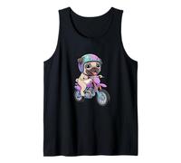 Cute Pug Riding Motorcycle Cartoon Fun Tank Top