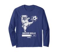 Cute Pug Soccer Skills Loading Dog Win Mom Coach Kids Long Sleeve T-Shirt