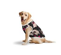 Cute Pug Soft Cotton T-Shirt Vest For Large Dogs, Print Pet Clothes Breathable Pet Pullover Tee Sleeveless Sweatshirt (3xl-5xl)