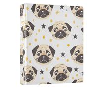 Cute Pug Star 3 Rings Binders 1-1/2 Inch, D Ring Binders with Anti-Slip Clip Decorative Three Ring Binder for School Supplies, 1 Pack