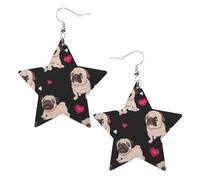 Cute Pug Star Shape Earrings, Modern Dangle Earrings, Women's Statement Jewelry for Office Daily