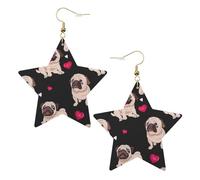 Cute Pug Statement Earrings for Women, Star Drop Earrings, Elegant Dangle Jewelry for Formal Gatherings