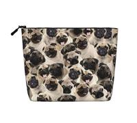Cute Pug Water Resistant Pouch Women's Organizer, Fake Hemp Makeup Bag Large Cosmetic Travel Case