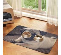 Cute Pug,Waterproof Pet Feeding Mat,PU Leather Placemats for Cat Dog Water Bowl,Food Mats,40x60cm