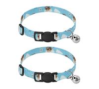 Cute Pugs Aviator Cat Collars 2 Pack Soft Polyester Pet Collar Adjustable 10.6 to 17.1 Inches