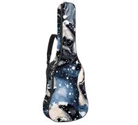 Cute Pugs Faces Winter Animals and Snow Acoustic Guitar Bag Thick Padded, Waterproof Guitar Gig Bag for 40 41 42 Inch Guitars