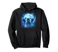 Cute Pugs Howling to the Moon Halloween 90s Gen Y Style Pullover Hoodie