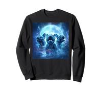 Cute Pugs Howling to the Moon Halloween 90s Gen Y Style Sweatshirt