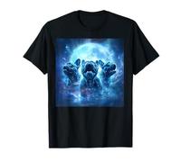 Cute Pugs Howling to The Moon Halloween 90s Gen Y Style T-Shirt