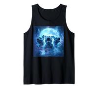 Cute Pugs Howling to The Moon Halloween 90s Gen Y Style Tank Top