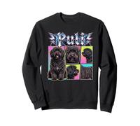 Cute Puli Dog in 80s Heavy Metal Rock Music Style Sweatshirt