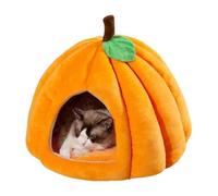 Cute Pumpkin Cat Bed for Indoor Cats, Small Cat Cave Bed with Removable Washable Cushioned Pillow, Pet House for Cats Small Dogs, 35x35x34cm
