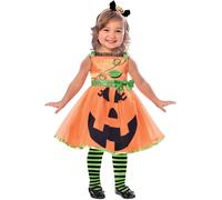 amscan (PKT) (9903392) Child Girls Cute Pumpkin Costume Dress (3-4yr)