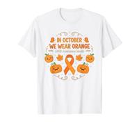 Cute Pumpkin in October We Wear Orange ADHD Awareness Value Graphic T-Shirt, Men, White, M