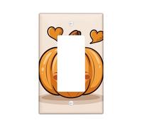 Cute Pumpkin Light Switch Cover Plates/Outlet Covers, Beige Autumn Harvest with Hearts for Kids Room, Decorative Fall Wall Plates, Standard Size Single Rocker