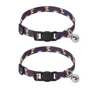 Cute Pumpkin Moon Bats Collar for Puppy, 2 Pack Kitten Collar with Bell