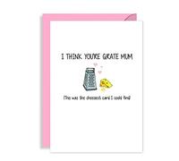 Cute Pun Mothers Day Card - I think you're GRATE Mum - Funny Joke Comedy Card for Mum