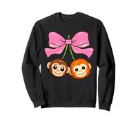 Cute punch baby monkey and stuffed animal hug cherry japan Sweatshirt