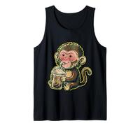 Cute Punch the Monkey Japan Drinking Iced Coffee Tank Top
