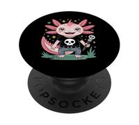 Cute Punk Axolotl Design Kawaii Axolotl Cartoon Character PopSockets Adhesive PopGrip