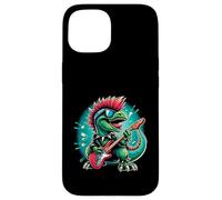 Cute Punk Dinosaur Rock n Roll Goth Dino Guitarist Rock Band Case for iPhone 15
