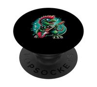 Cute Punk Dinosaur Rock n Roll Goth Dino Guitarist Rock Band PopSockets Adhesive PopGrip