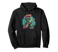 Cute Punk Dinosaur Rock n Roll Goth Dino Guitarist Rock Band Pullover Hoodie