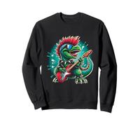 Cute Punk Dinosaur Rock n Roll Goth Dino Guitarist Rock Band Sweatshirt