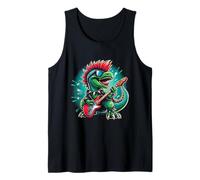 Cute Punk Dinosaur Rock n Roll Goth Dino Guitarist Rock Band Tank Top