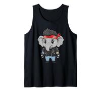 Cute Punk Elephant with Red Bandana Rock Style Tank Top
