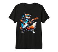 Cute Punk Fox, Rock'n Roll Goth, Guitar Kids Rock Star Funny Premium T-Shirt