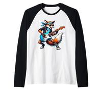 Cute Punk Fox, Rock'n Roll Goth, Guitar Kids Rock Star Funny Raglan Baseball Tee