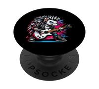 Cute Punk Hedgehog, Rock'n Roll Goth, Guitar Kids Rock Star PopSockets Adhesive PopGrip
