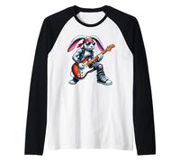 Cute Punk Rabbit, Rock'n Roll Goth, Guitar Kids Rock Star Raglan Baseball Tee