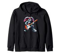 Cute Punk Rabbit, Rock'n Roll Goth, Guitar Kids Rock Star Zip Hoodie