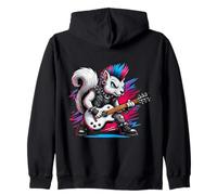 Cute Punk Squirrel, Rock'n Roll Goth, Guitar Kids Rock Star Zip Hoodie